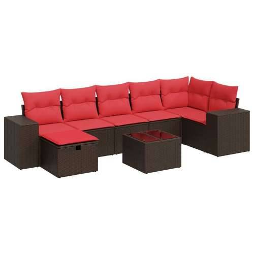 Vrtna garnitura - 8-dijelni set vrtnih sofa s jastucima smeđi od poliratana - Smeđa sa spremištem 7 Cijena