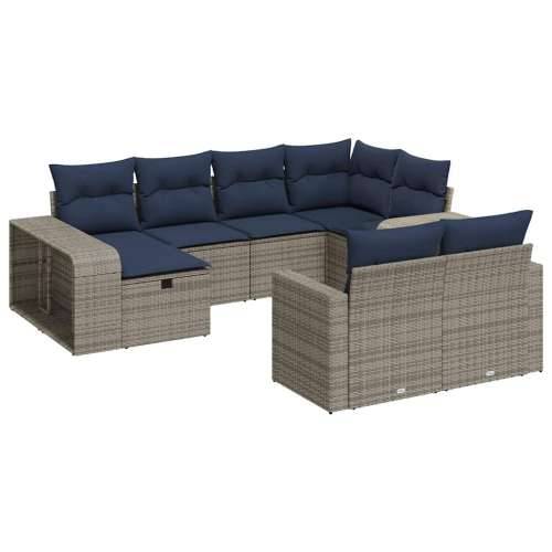 Vrtna garnitura - 10-dijelni set vrtnih sofa od poliratana s jastucima sivi - Siva Bez stola 6 Cijena
