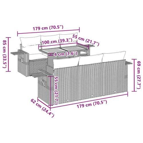 Vrtna garnitura - 7-dijelni set vrtnih sofa sivi od poliratana - Siva 1 Cijena