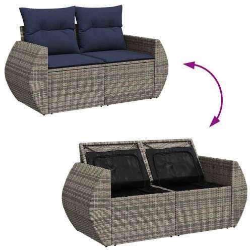 Vrtna garnitura - 8-dijelni set vrtnih sofa od poliratana s jastucima sivi - Siva 1 Cijena