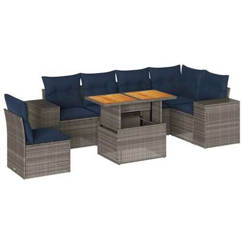 Vrtna garnitura - 7-dijelni set vrtnih sofa sivi od poliratana - Siva 1 Cijena