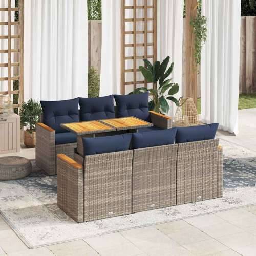 Vrtna garnitura - 7-dijelni set vrtnih sofa sivi od poliratana - Siva 1 Cijena
