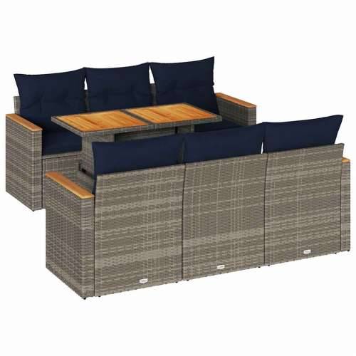 Vrtna garnitura - 7-dijelni set vrtnih sofa sivi od poliratana - Siva 1 Cijena