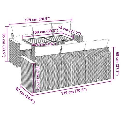 Vrtna garnitura - 7-dijelni set vrtnih sofa sivi od poliratana - Siva 1 Cijena