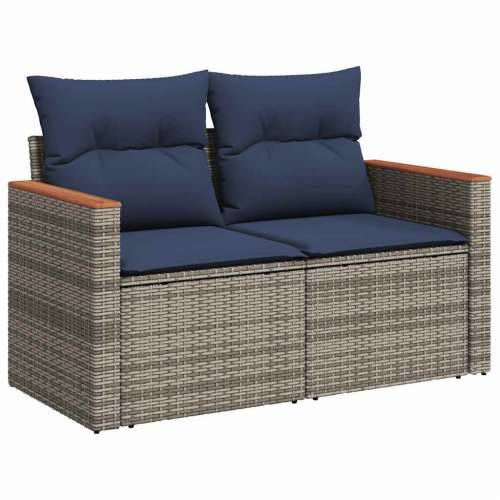 Vrtna garnitura - 9-dijelni set vrtnih sofa od poliratana s jastucima sivi - Siva sa spremištem 1 Cijena