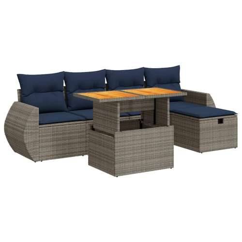 Vrtna garnitura - 6-dijelni set vrtnih sofa s jastucima crni od poliratana bagrem - Crna 4 x kut + oslonac za noge + stol 5 Cijena