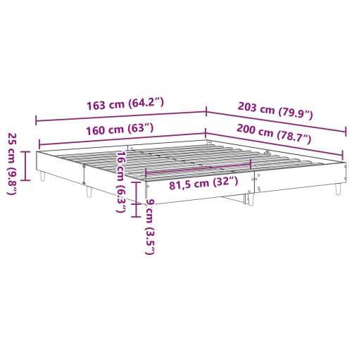 Crni hrast 160x200 cm Okvir za krevet Konstruirano drvo Cijena
