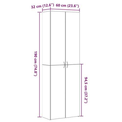 Crni hrast uredski ormar 60 x 32 x 190 cm, napravljen od inženjerskog drveta. Cijena