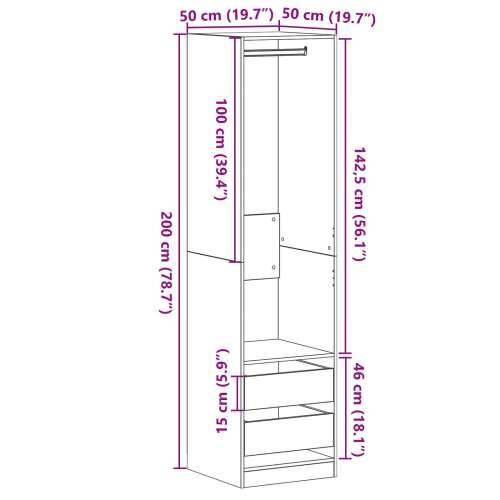 Ormar Crni Hrast 50x50x200 cm od konstruiranog drveta Cijena
