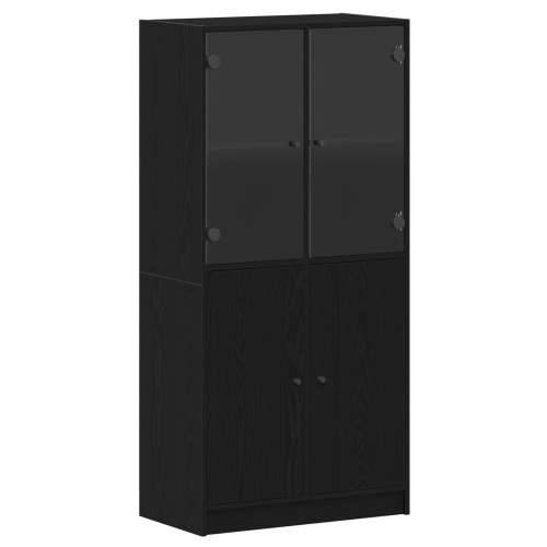 Visoki ormarić s vratima Crna hrast 68x37x142 cm Konstruirano drvo Cijena