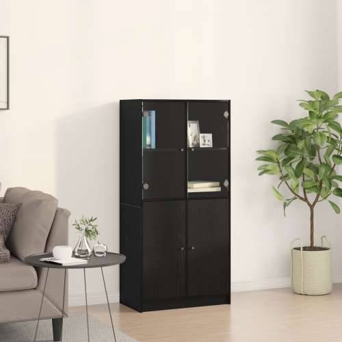 Visoki ormarić s vratima Crna hrast 68x37x142 cm Konstruirano drvo Cijena