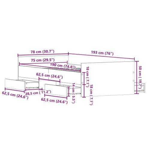 Krevetni Okvir bez Madraca Umjetnički Hrast 75x190 cm Konstruirano Drvo Cijena