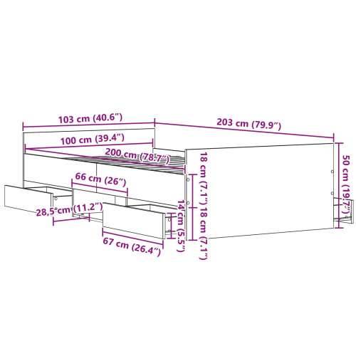 krevetna konstrukcija bez madraca Crni hrast 100x200 cm Konstruirano drvo Cijena