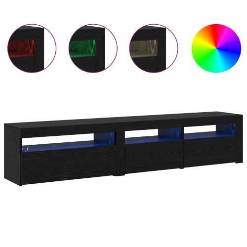 TV Kabinets 2 kom s LED Rasvjetom Crni Hrast Konstruirano Drvo, TV Stalak s LED Rasvjetom - Crni Hrast - 75x35x40 cm - Napravlje Cijena