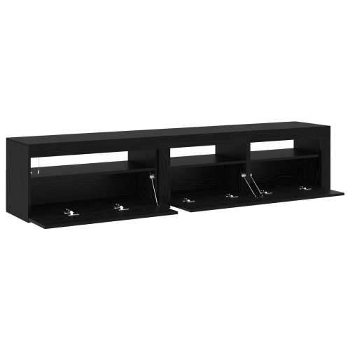 TV Kabinets 2 kom s LED Rasvjetom Crni Hrast Konstruirano Drvo, TV Stalak s LED Rasvjetom - Crni Hrast - 75x35x40 cm - Napravlje Cijena