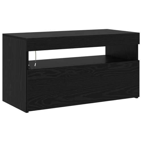 TV Kabinets 2 kom s LED Rasvjetom Crni Hrast Konstruirano Drvo, TV Stalak s LED Rasvjetom - Crni Hrast - 75x35x40 cm - Napravlje Cijena