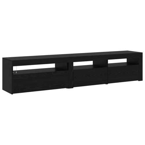 TV Kabinets 2 kom s LED Rasvjetom Crni Hrast Konstruirano Drvo, TV Stalak s LED Rasvjetom - Crni Hrast - 75x35x40 cm - Napravlje Cijena