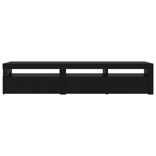 TV Kabinets 2 kom s LED Rasvjetom Crni Hrast Konstruirano Drvo, TV Stalak s LED Rasvjetom - Crni Hrast - 75x35x40 cm - Napravlje Cijena