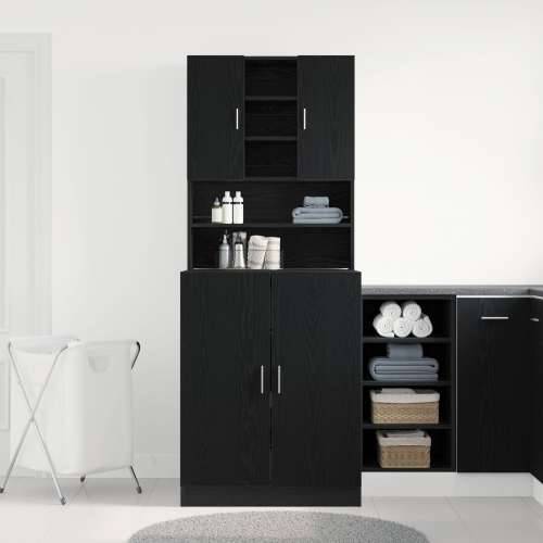 ormari za perilice rublja 2 kom Crni hrast 70.5x71.5x181.5 cm konstruirano drvo, ormari za perilice rublja - Crni hrast - 70.5x7 Cijena
