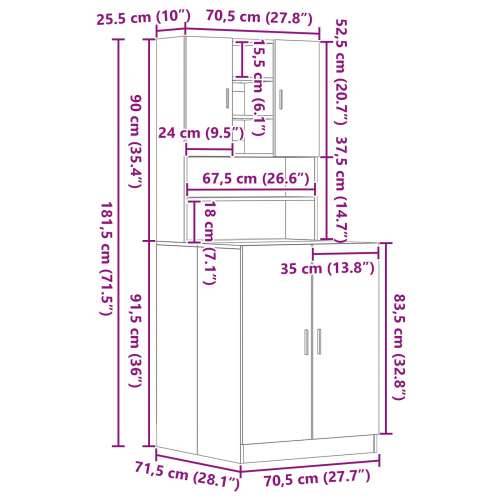 ormari za perilice rublja 2 kom Crni hrast 70.5x71.5x181.5 cm konstruirano drvo, ormari za perilice rublja - Crni hrast - 70.5x7 Cijena