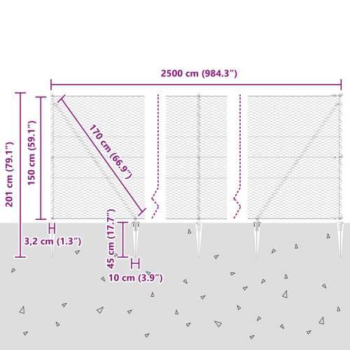 Set Ogra Set od 2 Siva Čelik 25 x 1.5 m Sklopivo Vanjska Ogra Cijena
