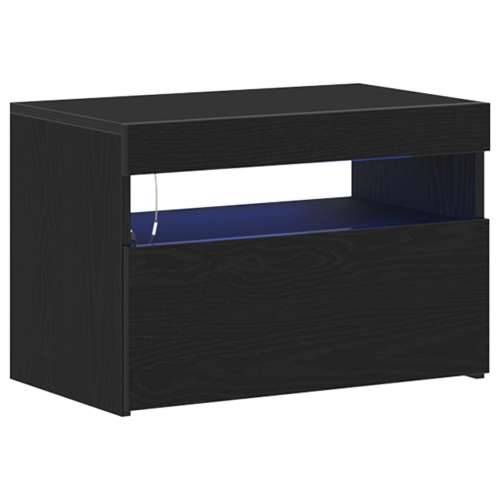 Noćni ormarić s LED svjetlima Crna hrastovina 60x35x40 cm inženjersko drvo Cijena