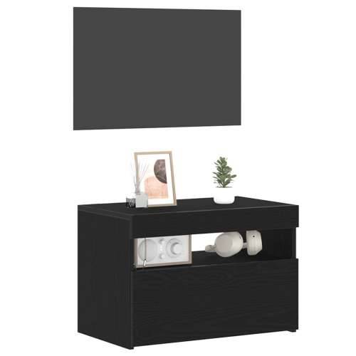Noćni ormarić s LED svjetlima Crna hrastovina 60x35x40 cm inženjersko drvo Cijena