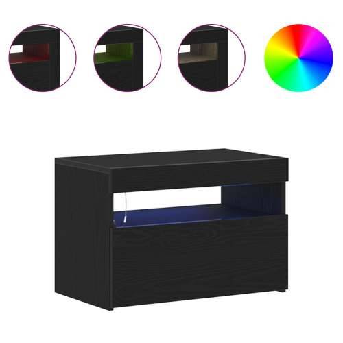 Noćni ormarić s LED svjetlima Crna hrastovina 60x35x40 cm inženjersko drvo Cijena