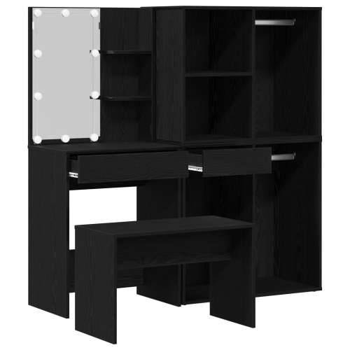 Set toaletnog stola s LED-om Crni hrast Inženjersko drvo, LED toaletni stol, crni hrast, 60x40x140 cm, izrađen od inženjerskog d Cijena