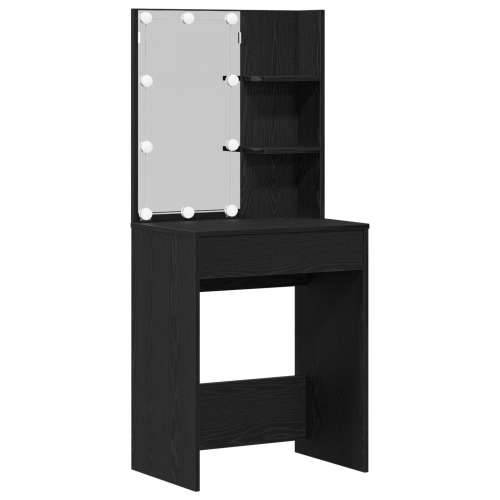 Set toaletnog stola s LED-om Crni hrast Inženjersko drvo, LED toaletni stol, crni hrast, 60x40x140 cm, izrađen od inženjerskog d Cijena