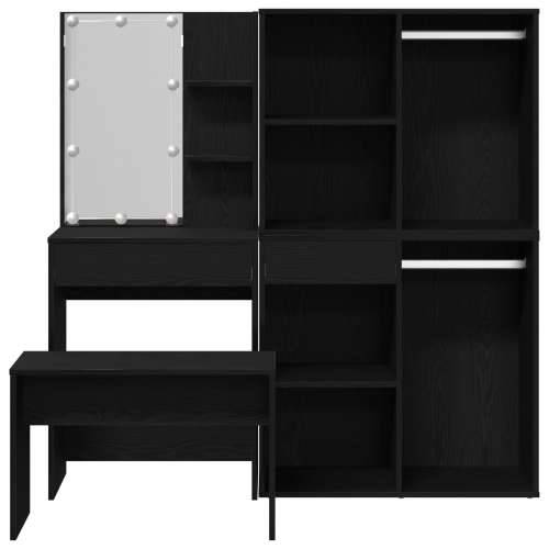 Set toaletnog stola s LED-om Crni hrast Inženjersko drvo, LED toaletni stol, crni hrast, 60x40x140 cm, izrađen od inženjerskog d Cijena