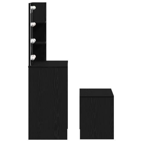 set toaletnog stolića s LED crnim hrastom od konstruiranog drva, LED toaletni stolić u crnom hrastu - 74.5x40x141 cm, izrađen od Cijena