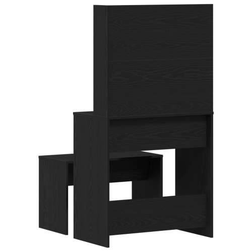 set toaletnog stolića s LED crnim hrastom od konstruiranog drva, LED toaletni stolić u crnom hrastu - 74.5x40x141 cm, izrađen od Cijena
