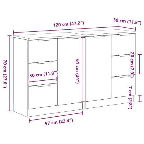 Komode 2 kom Crni Hrast 60x30x70 cm Konstruirano drvo Cijena