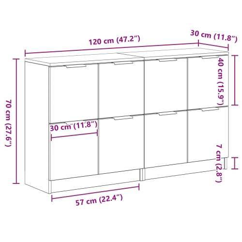 Bočne komode 2 kom Crni hrast 60x30x70 cm Konstruirano drvo Cijena