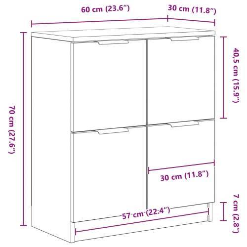 Bočne komode 2 kom Crni hrast 60x30x70 cm Konstruirano drvo Cijena