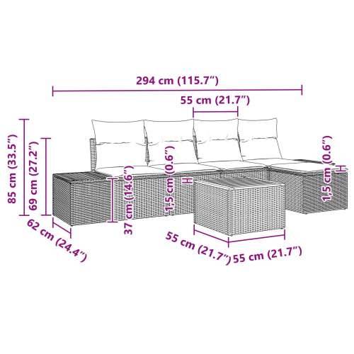6 komadni vrtni set sofa s jastucima crni poli ratan akacija Cijena