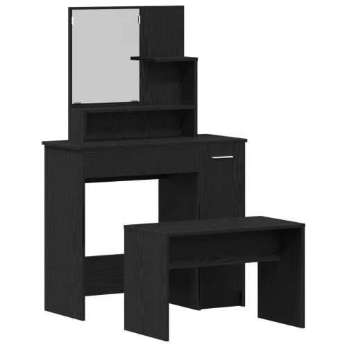 set toaletnog stola crno drvo konstruirano drvo, crni drveni toaletni stol s ogledalom - 86.5 x 35 x 136 cm, toaletna stolica cr Cijena