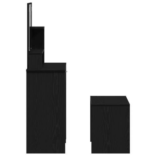 set toaletnog stola crno drvo konstruirano drvo, crni drveni toaletni stol s ogledalom - 86.5 x 35 x 136 cm, toaletna stolica cr Cijena