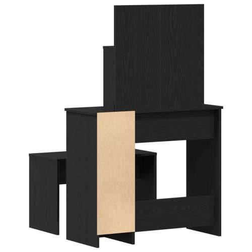 set toaletnog stola crno drvo konstruirano drvo, crni drveni toaletni stol s ogledalom - 86.5 x 35 x 136 cm, toaletna stolica cr Cijena