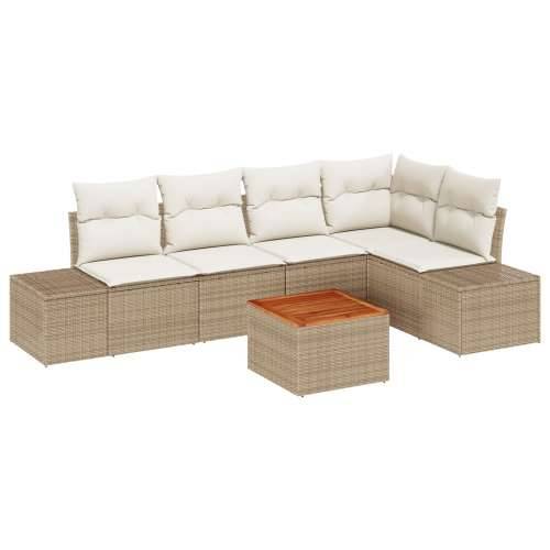 Set vrtnih sofa od 6 komada s jastucima, bež poli ratan akacija Cijena