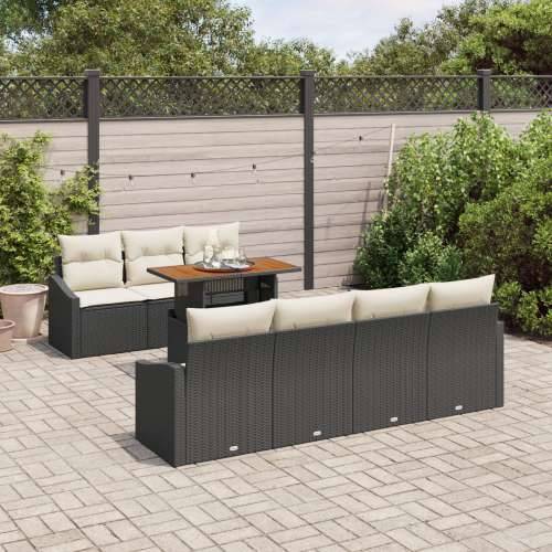 set od 8 komada vrtnog namještaja s jastučićima Crni Poly Rattan Cijena