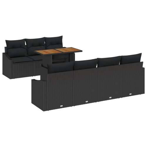 Vrtna garnitura - 8-dijelni set vrtnih sofa s jastučićima Crni Poly ratan Cijena