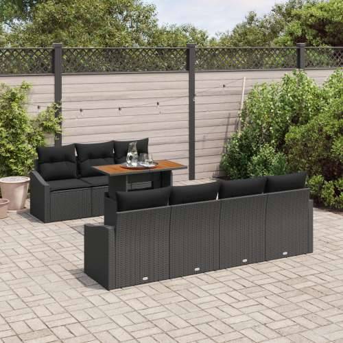 Vrtna garnitura - 8-dijelni set vrtnih sofa s jastučićima Crni Poly ratan Cijena