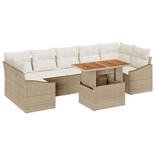 Set od 8 Vrtni Sofa s Jastučićima Bež Poli Ratan Cijena