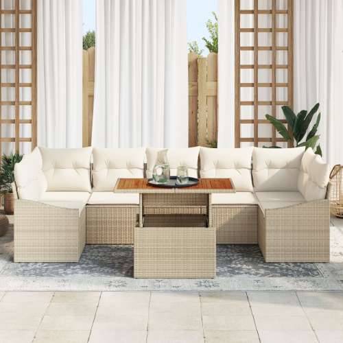 Set od 8 Vrtni Sofa s Jastučićima Bež Poli Ratan Cijena