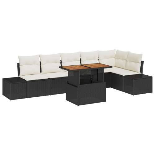 set od 7 dijelova vrtnih sofa s jastučićima Crni Poli Ratan Cijena