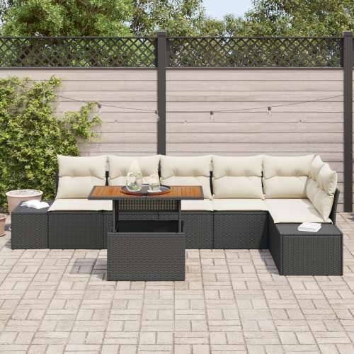 set od 7 dijelova vrtnih sofa s jastučićima Crni Poli Ratan Cijena