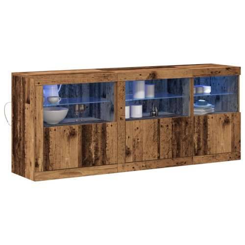 sideboard s LED svjetlima Starinsko drvo 162x37x67 cm Drvo predviđeno za obradu Cijena