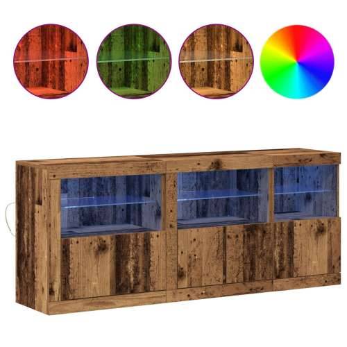 sideboard s LED svjetlima Starinsko drvo 162x37x67 cm Drvo predviđeno za obradu Cijena